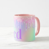 Mug Monographie des gouttes de violet rose holographiq (Devant droit)