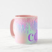 Mug Monographie des gouttes de violet rose holographiq (Devant gauche)