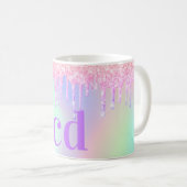 Mug Monographie des gouttes de violet rose holographiq (Devant droit)