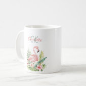 Mug Monographie d'été tropicale rose flamingo (Devant gauche)