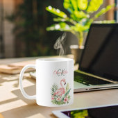 Mug Monographie d'été tropicale rose flamingo