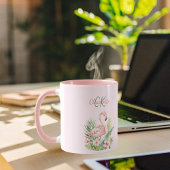 Mug Monographie d'été tropicale rose flamingo
