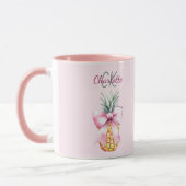 Mug Monographie estivale tropicale d'ananas à arc rose (Gauche)