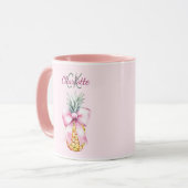 Mug Monographie estivale tropicale d'ananas à arc rose (Devant gauche)