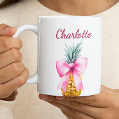 Mug Monographie estivale tropicale d'ananas à arc rose