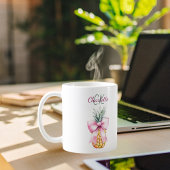 Mug Monographie estivale tropicale d'ananas à arc rose