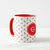 Mug Monographie motif de cerisier rouge girly (Devant gauche)