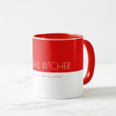 Mug Monographie personnalisée moderne rouge cerise Nom (Devant droit)