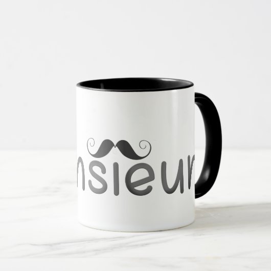 Mug MONSIEUR Fun French Citation & Moustache (Devant droit)