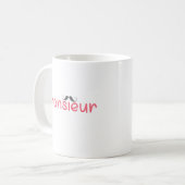 Mug MONSIEUR Fun French Citation & Moustache - Rouge (Devant gauche)