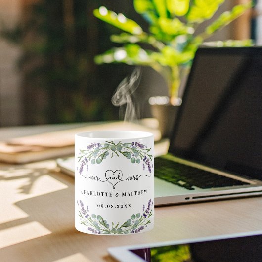 Mug Monsieur madame jeunes mariés mariage lavande