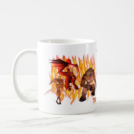 Mug Monster Gremlin Flames Halloween Personnalisé (Gauche)