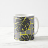 Mug Monstera Feuilles : Jaune-Gris moderne Abstrait (Devant droit)