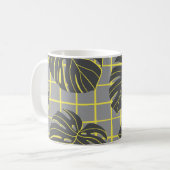 Mug Monstera Feuilles : Jaune-Gris moderne Abstrait (Devant gauche)