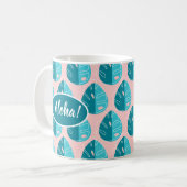 Mug Monstera Leaves - Blue and Pink (Devant gauche)