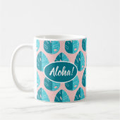 Mug Monstera Leaves - Blue and Pink (Gauche)