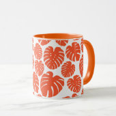 Mug Monstera - Orange et blanc (Devant droit)