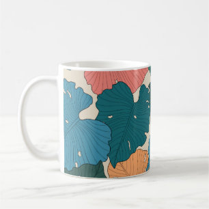 Mug Monstère dessinée à la main feuilles d'orange, ros