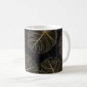 Mug Monstère dorée feuille, romantique sans couture fl (Devant droit)