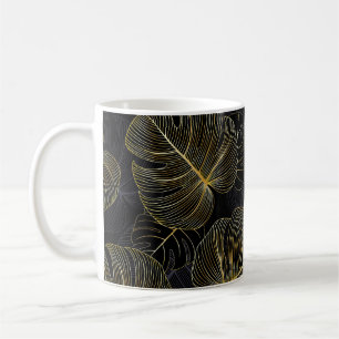 Mug Monstère dorée feuille, romantique sans couture fl