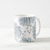 Mug Monstère gris feuilles sur blanc (Devant droit)