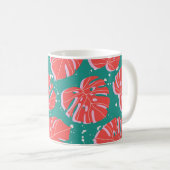 Mug Monstère rouge : motif tropical vert (Devant droit)