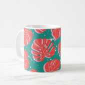 Mug Monstère rouge : motif tropical vert (Devant gauche)