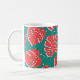 Mug Monstère rouge : motif tropical vert