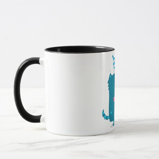 Mug Monstre de dessin animé bleu avec Casquette de fêt (Gauche)