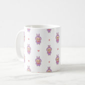 Mug Monstre lapin rose mignon tenant coeur - Kawaii Lo (Devant gauche)