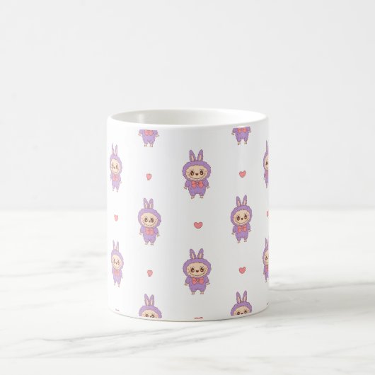 Mug Monstre lapin rose mignon tenant coeur - Kawaii Lo (Centre)