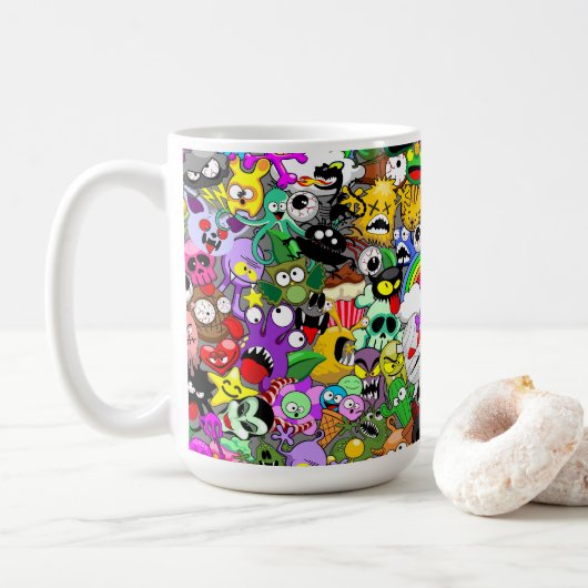 Mug Monstres caractères mignons Motif d'Halloween (Avec donut)