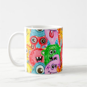 Mug Monstres Drôle, Aquarelle Motif sans couture.