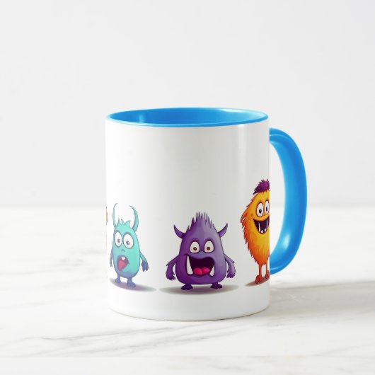 Mug Monstres mignons Bleu clair (Devant droit)