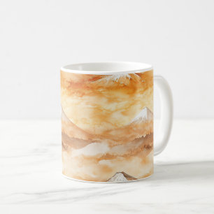 Mug Mont Fuji au lever du soleil Aquarelle Paysage Ora