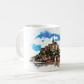 Mug Mont Saint Michel en Normandie, France. (Devant gauche)