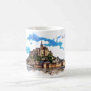 Mug Mont Saint Michel en Normandie, France.