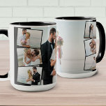Mug Montage photo mariage avec ZigZag Photo Strip<br><div class="desc">Créez votre propre tasse photo mariage avec 7 de vos photos préférées. Le modèle photo est monté pour créer un collage photo avec une photo principale de l'arrière - plan, superposée avec les photos restantes dans un montage de zigzags verticaux sur les côtés. Vos images sont affichées en format paysage...</div>