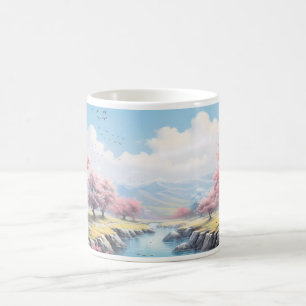 Mug Montagne, Rivière Et Arbre Au Printemps