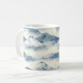 Mug Montagnes sereines enneigées - Bleu et blanc (Devant gauche)
