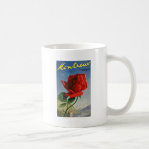 Mug Montreux vintage Rose rouge Suisse Lac Léman