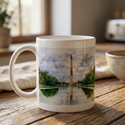 Mug Monument de Washington aquarelle avec reflet