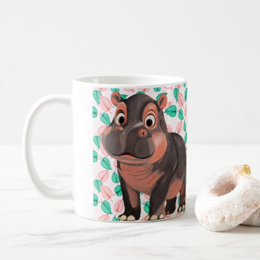 Mug Moo Deng Hippo pour Joyeux Noël (Avec donut)