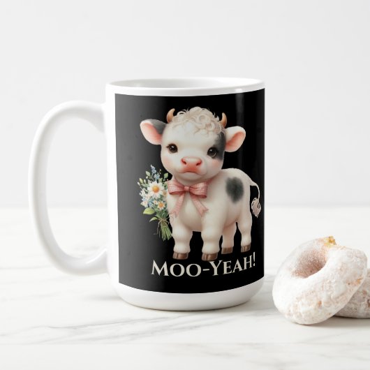 Mug Moo-Ouais Bébé Vache Drôle  (Avec donut)