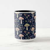 Mug Moody Dark Navy Fungi Seamless Pattern (Centre)