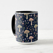 Mug Moody Dark Navy Fungi Seamless Pattern (Devant gauche)