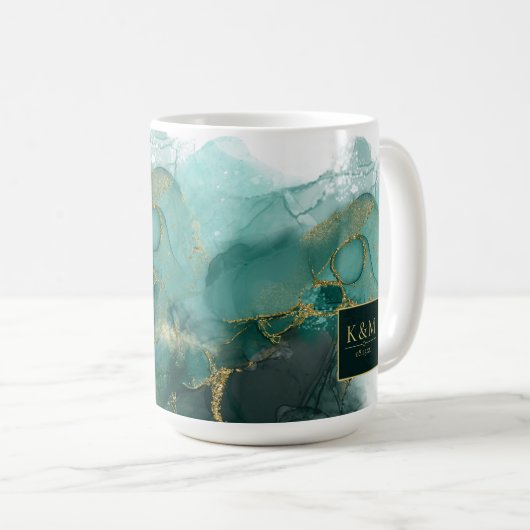 Mug Moody Ink Emerald Gold Abstrait Blk ID988 (Devant droit)