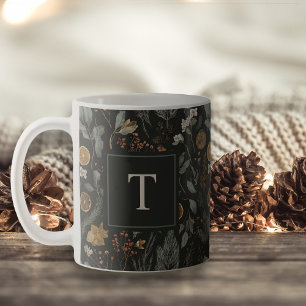 Mug Moody Winter Botanical Christmas Holiday Monogramm