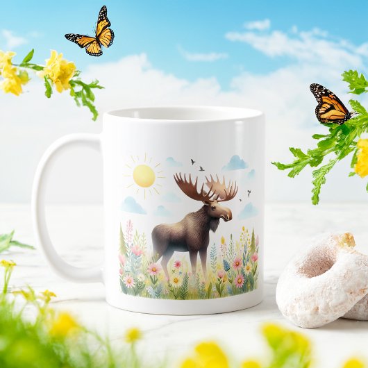 Mug Moose d'aquarelle de printemps - Musique d'enfant