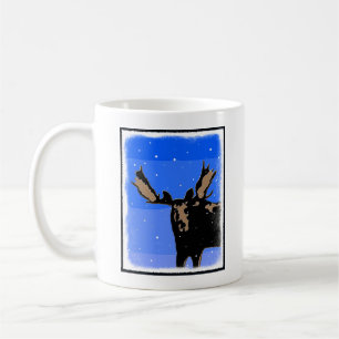 Mug Moose en hiver - Art original de la faune